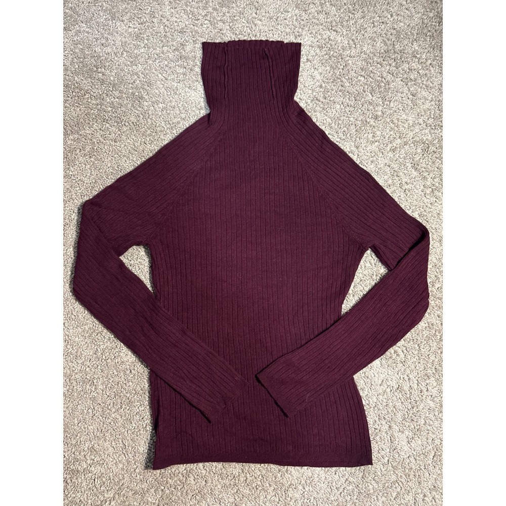 INC International Concepts Petite Burgundy Ribbed Turtleneck Sweater P/XL